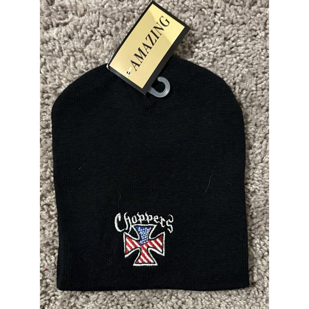 Retro Lot of 2 Motorcycle Style Beanies with Tags One Size Choppers